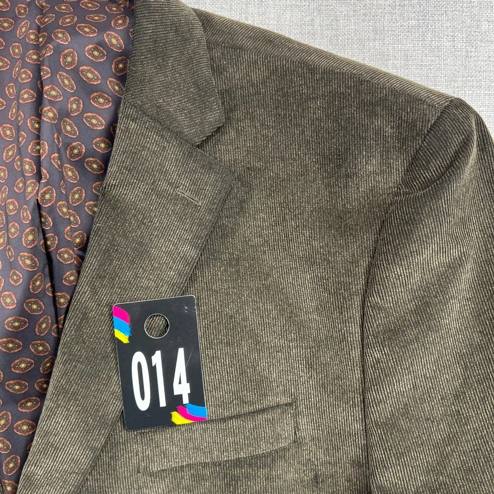 CHAPS Corduroy Sport Coat Blazer Men 50R Olive Brown Elbow Patch Academia Prep‎